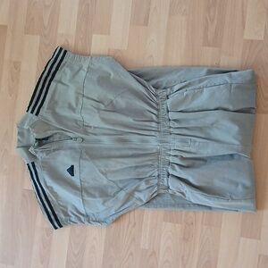 Adidas Light Gray Green Zip Fashion Scrub Nurse Jumpsuit Sz M